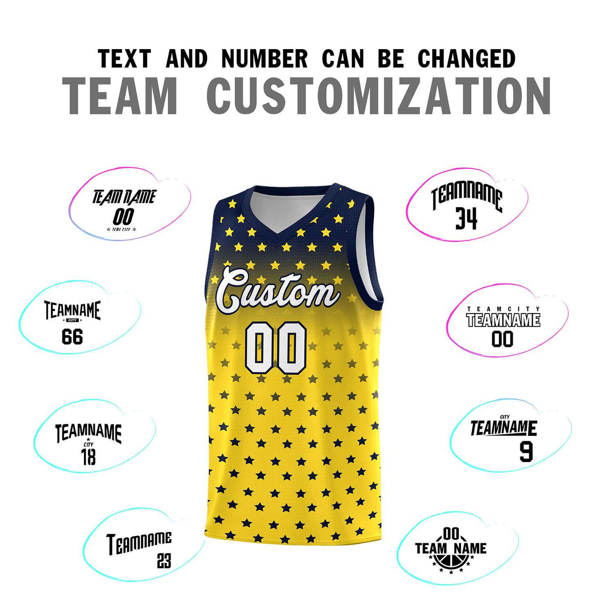 Custom Navy Gold Gradient Start Pattern Basketball Jersey Kits|KXKSHOP