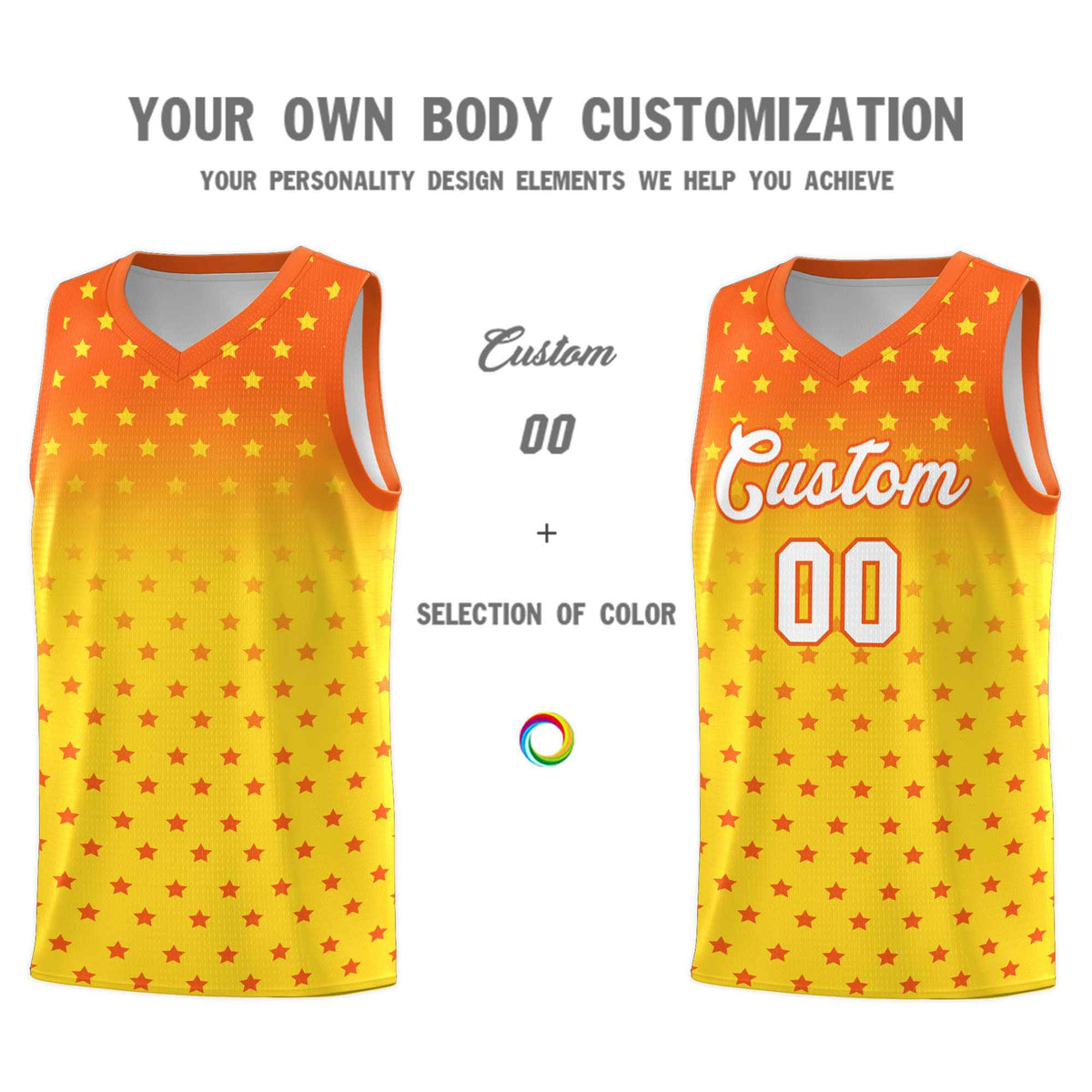 Custom Orange Gold Gradient Start Pattern Basketball Jersey Kits|KXKSHOP