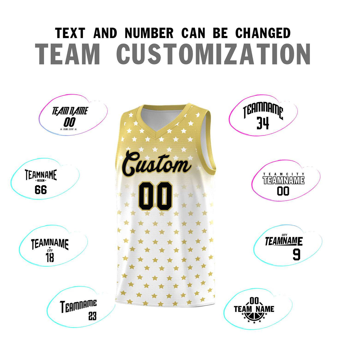 Custom Old Gold White Gradient Start Pattern Basketball Jersey Kits|KXKSHOP