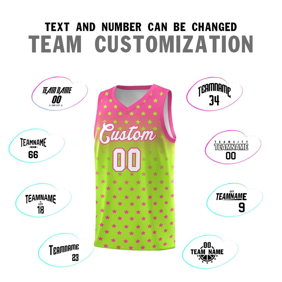 Custom Pink Light Green Gradient Start Pattern Basketball Jersey Kits|KXKSHOP