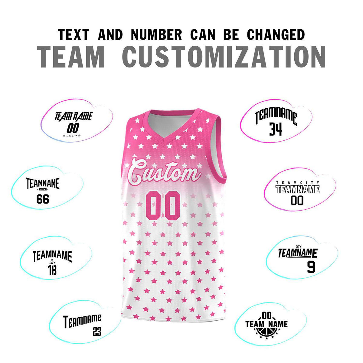 Custom Pink White Gradient Start Pattern Basketball Jersey Kits|KXKSHOP