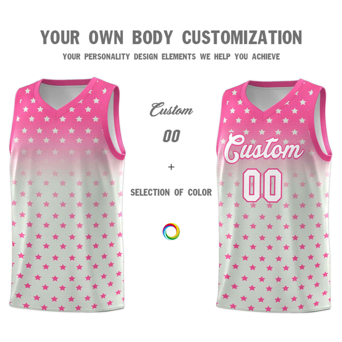 Custom Pink Gray Gradient Start Pattern Basketball Jersey Kits|KXKSHOP