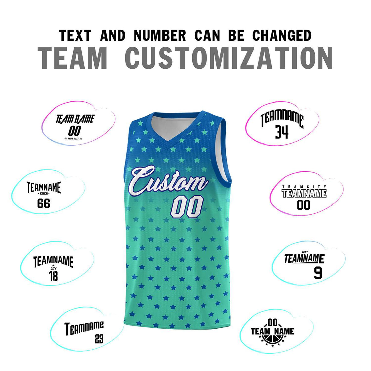 Custom Royal Bright Green Gradient Start Pattern Basketball Jersey Kits|KXKSHOP