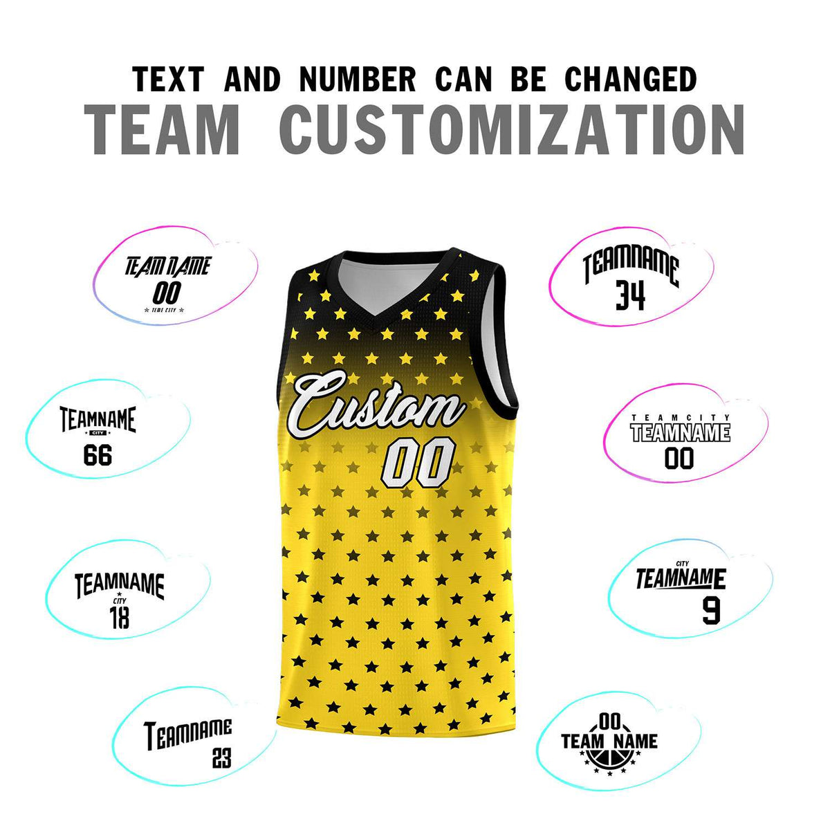 Custom Black Gold Gradient Start Pattern Basketball Jersey Kits|KXKSHOP