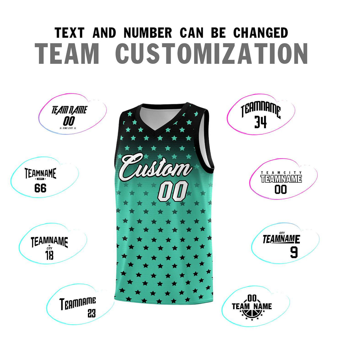 Custom Black Bright Green Gradient Start Pattern Basketball Jersey Kits|KXKSHOP