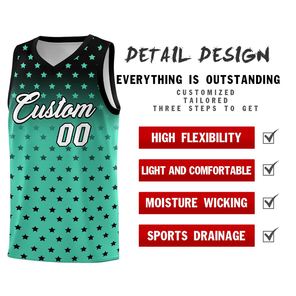 Custom Black Bright Green Gradient Start Pattern Basketball Jersey Kits|KXKSHOP