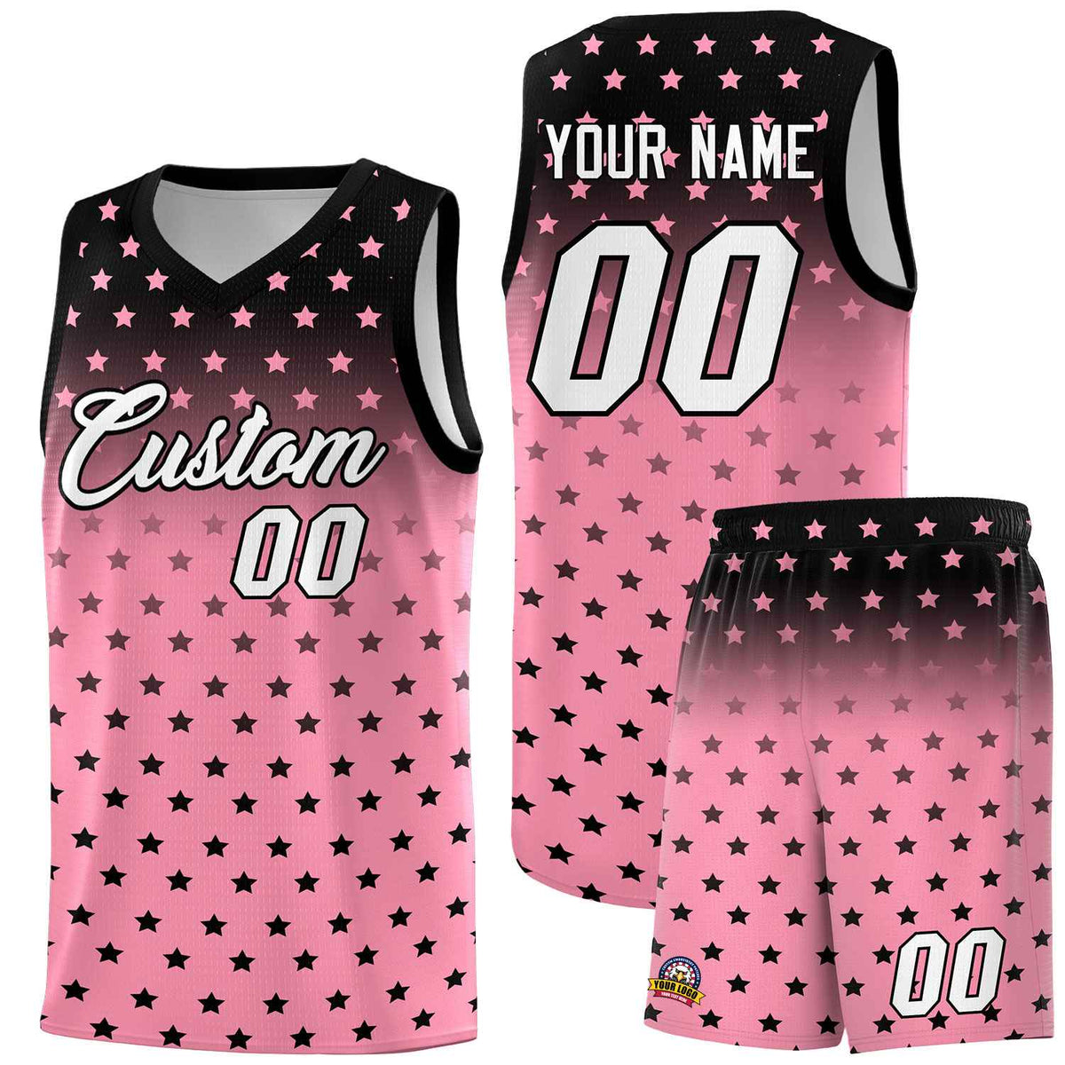 Custom Black Bright Green Gradient Start Pattern Basketball Jersey Kits|KXKSHOP