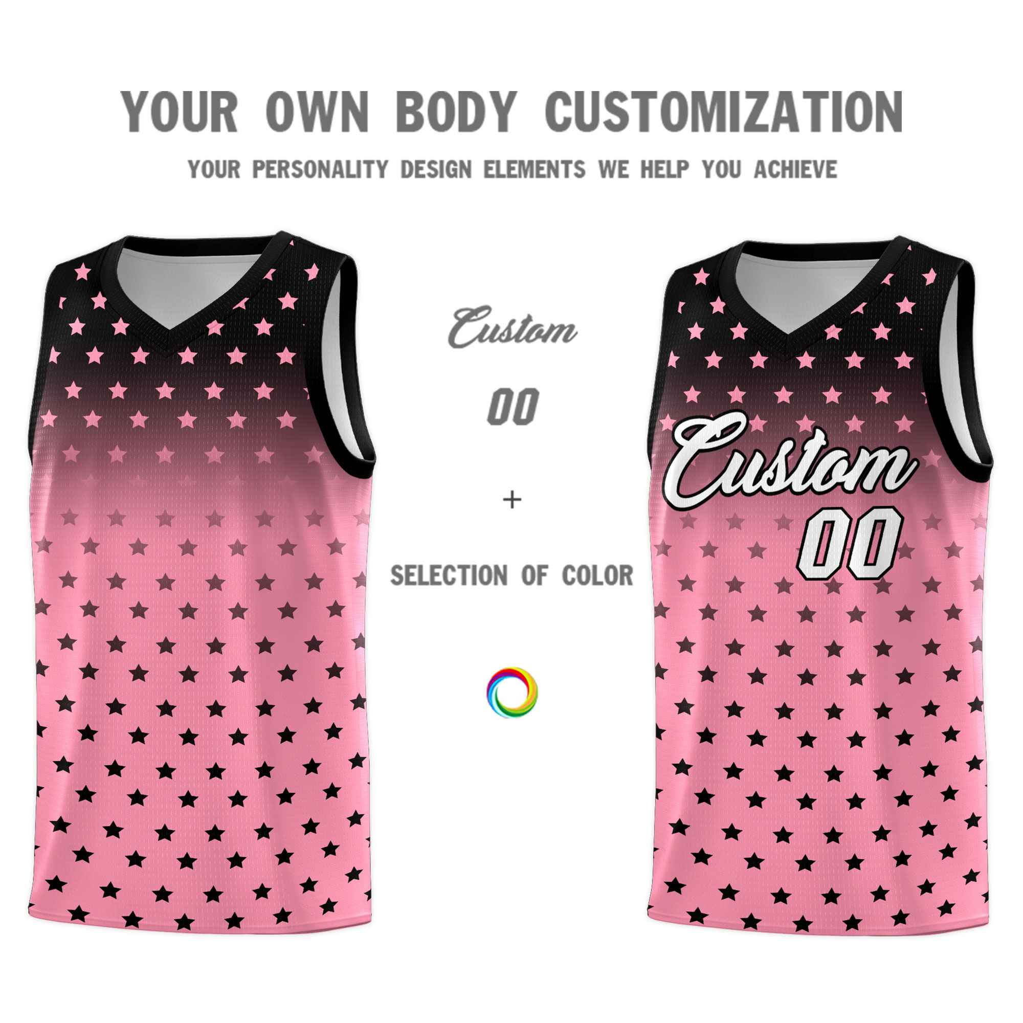 Custom Black Bright Green Gradient Start Pattern Basketball Jersey Kits|KXKSHOP