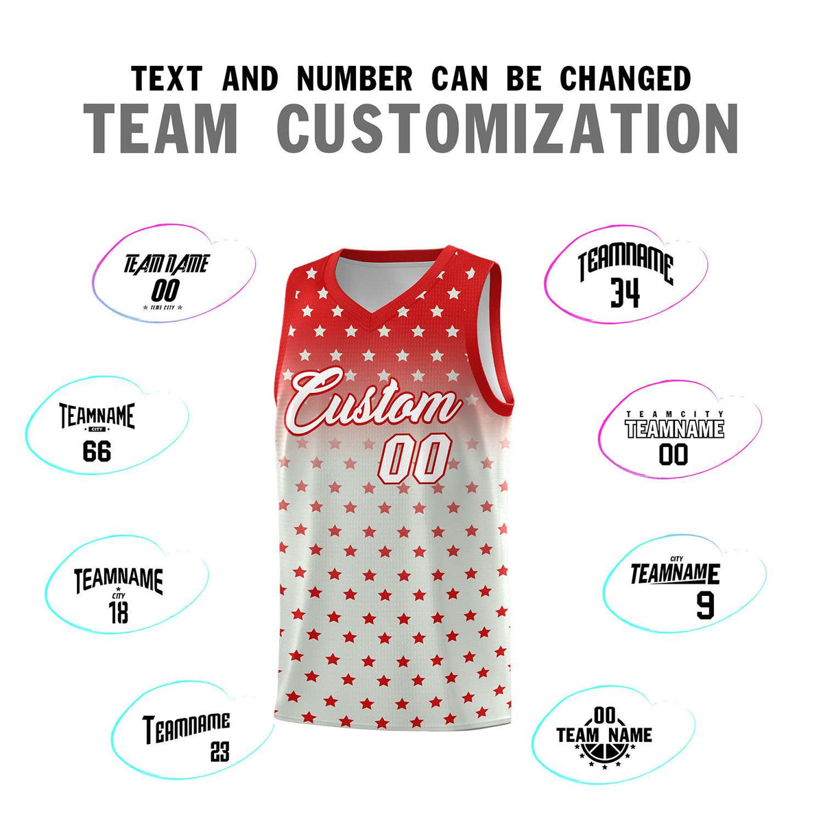 Custom Red Gray Gradient Start Pattern Basketball Jersey Kits|KXKSHOP