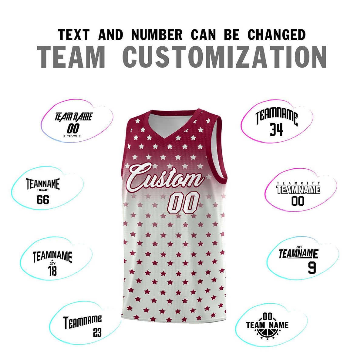 Custom Crimson Gray Gradient Start Pattern Basketball Jersey Kits|KXKSHOP