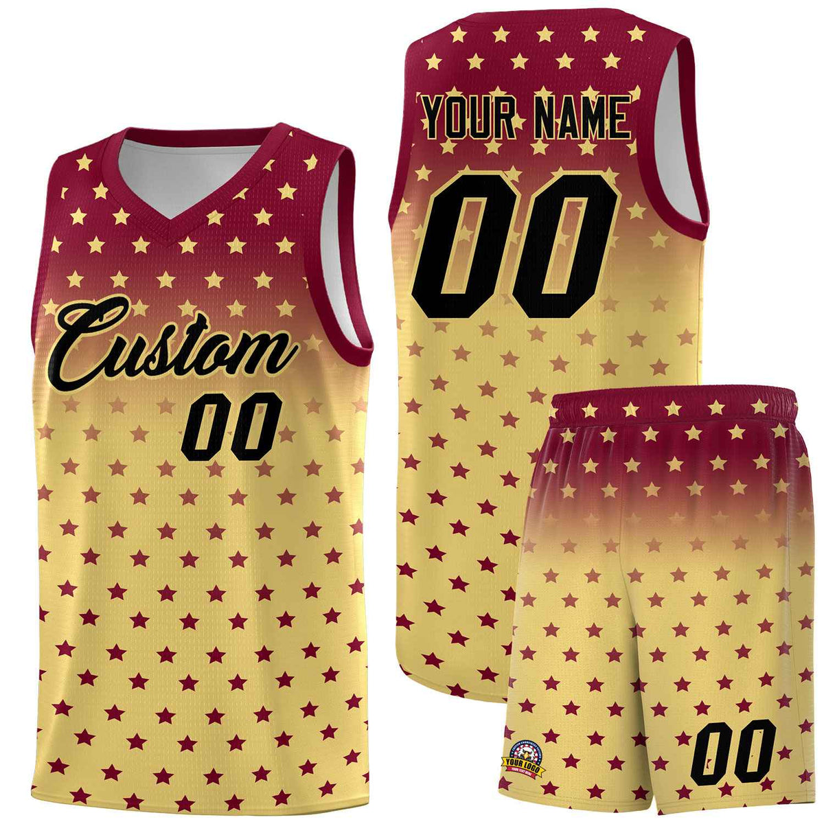 Custom Crimson Khaki Gradient Start Pattern Basketball Jersey Kits|KXKSHOP