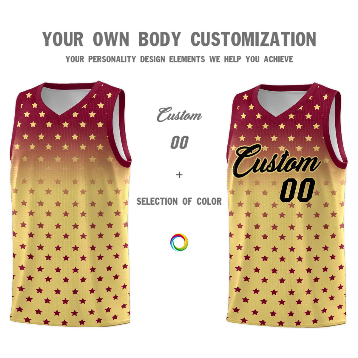Custom Crimson Khaki Gradient Start Pattern Basketball Jersey Kits|KXKSHOP