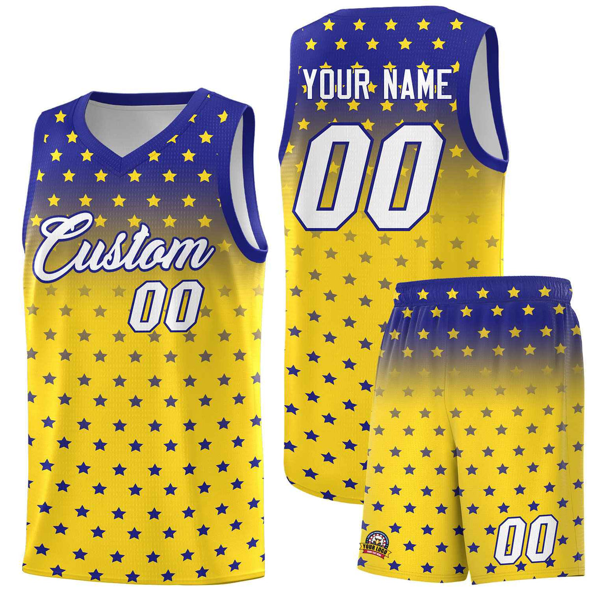 Custom Royal Gold Gradient Start Pattern Basketball Jersey Kits|KXKSHOP