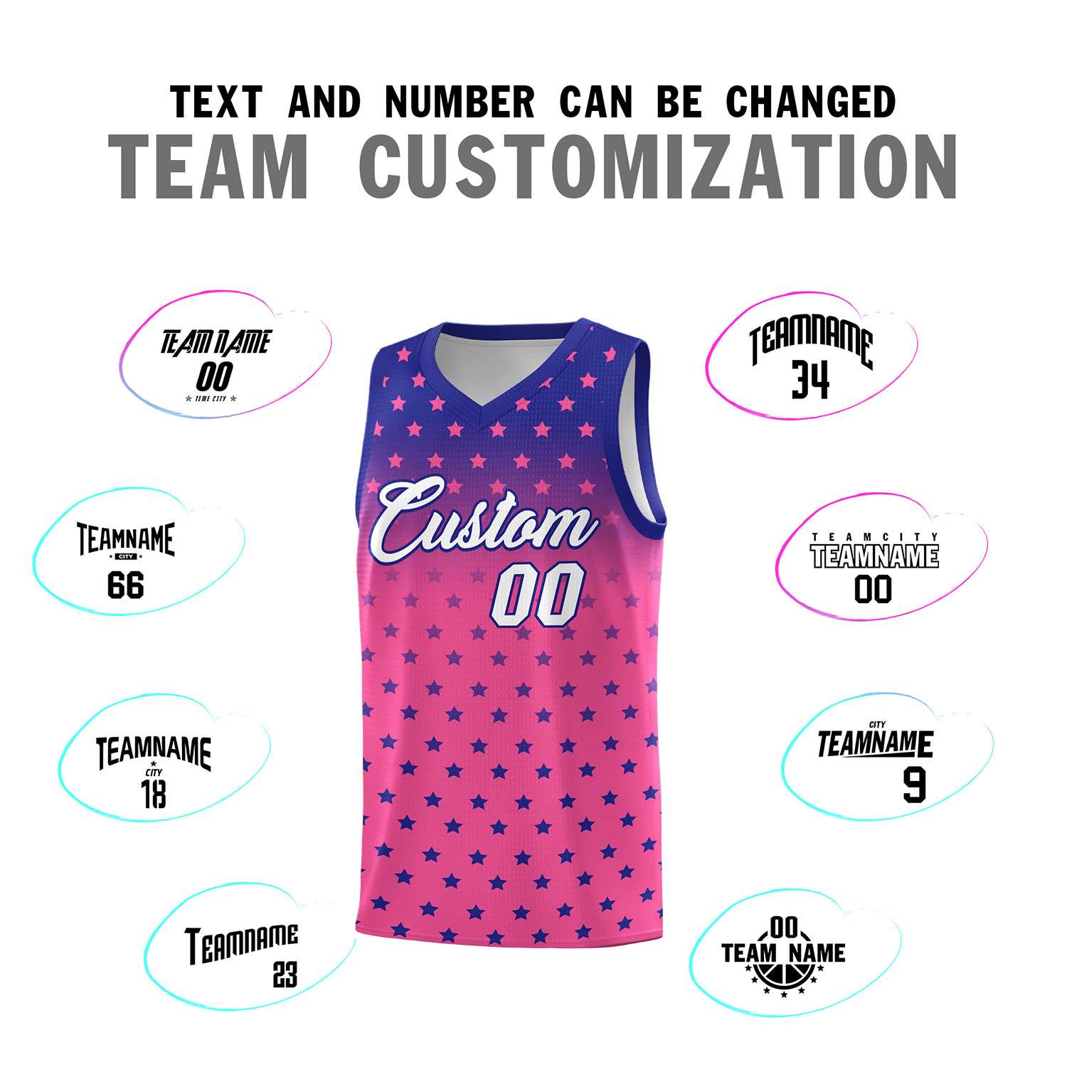 Custom Royal Pink Gradient Start Pattern Basketball Jersey Kits|KXKSHOP