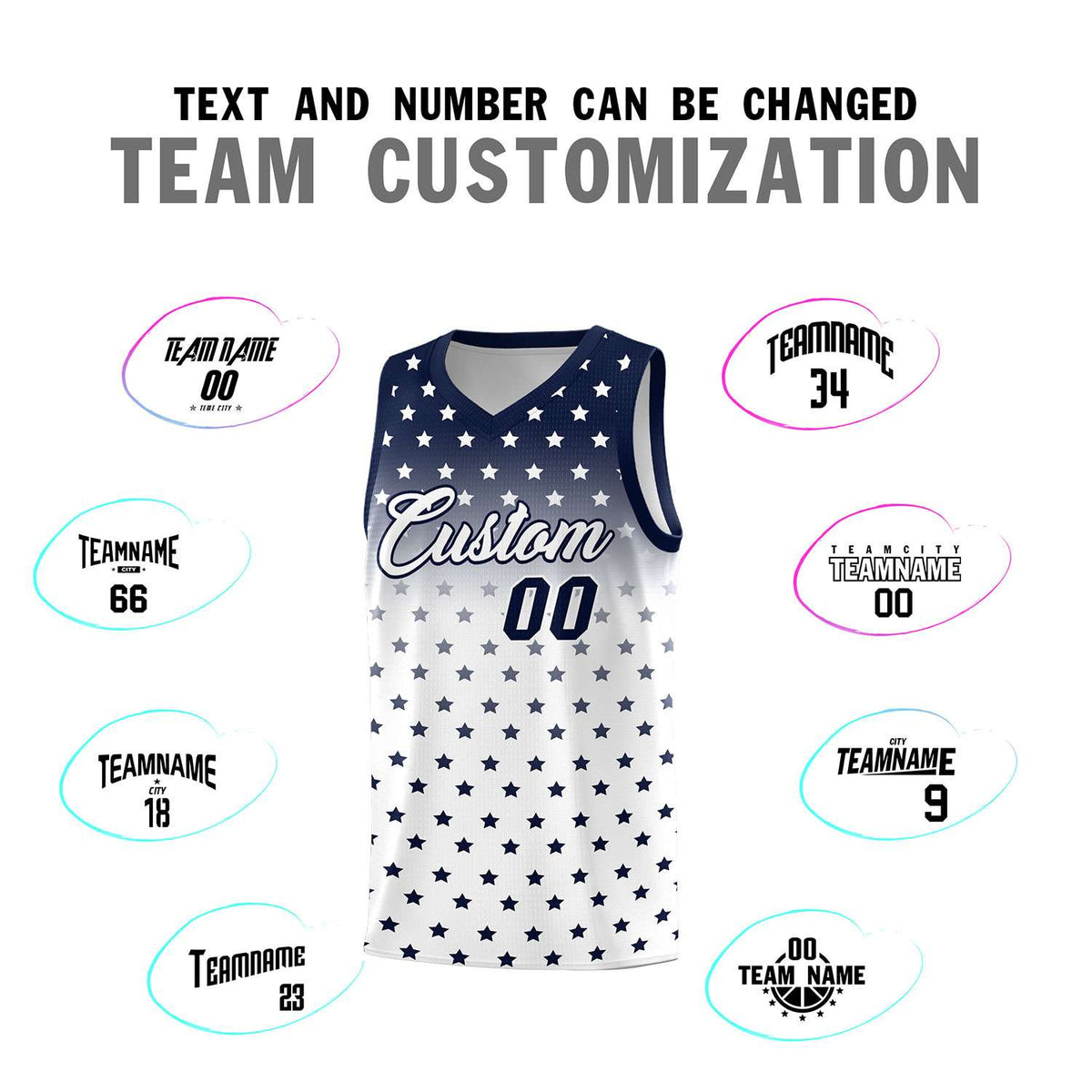 Custom Navy White Gradient Start Pattern Basketball Jersey Kits|KXKSHOP