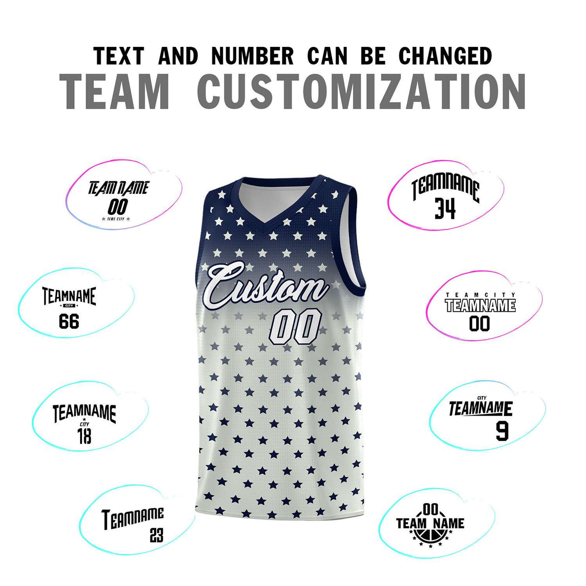 Custom Navy Gray Gradient Start Pattern Basketball Jersey Kits|KXKSHOP