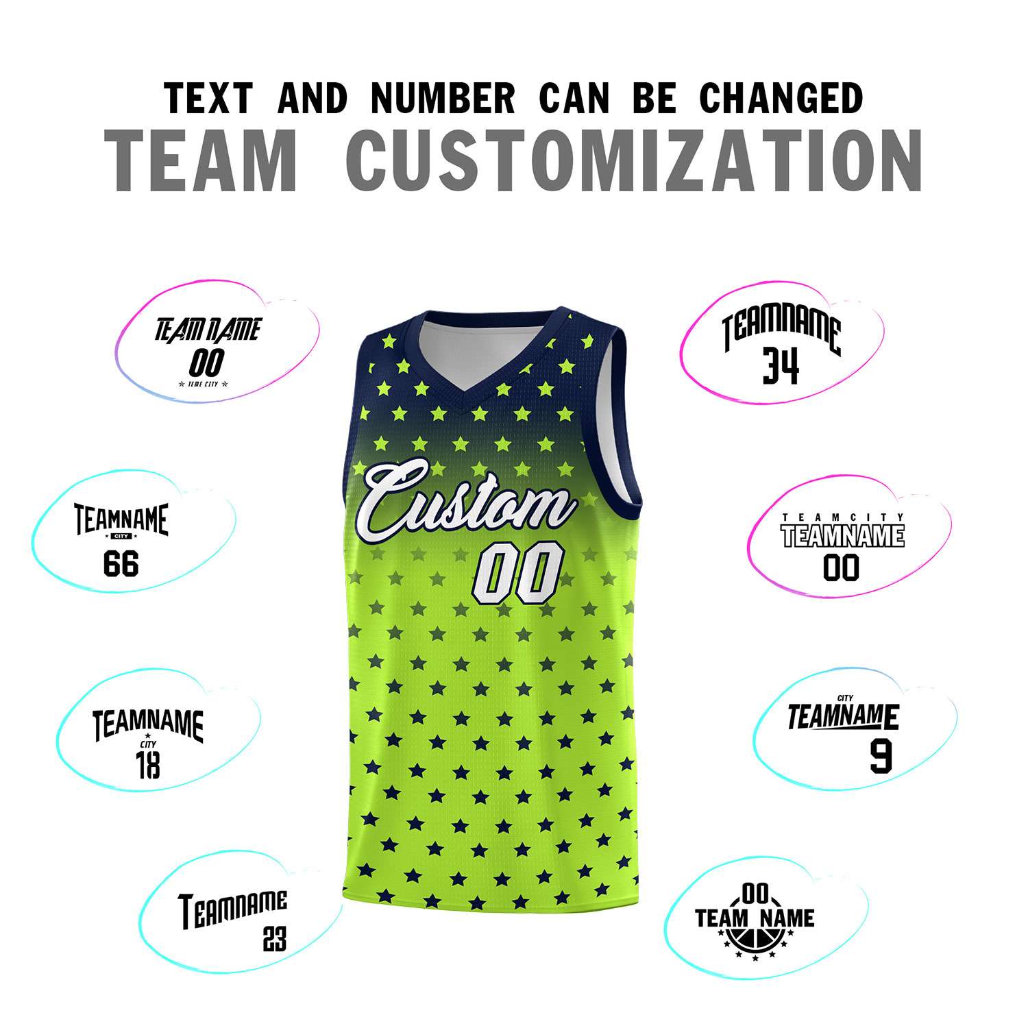 Custom Navy Light Green Gradient Start Pattern Basketball Jersey Kits|KXKSHOP
