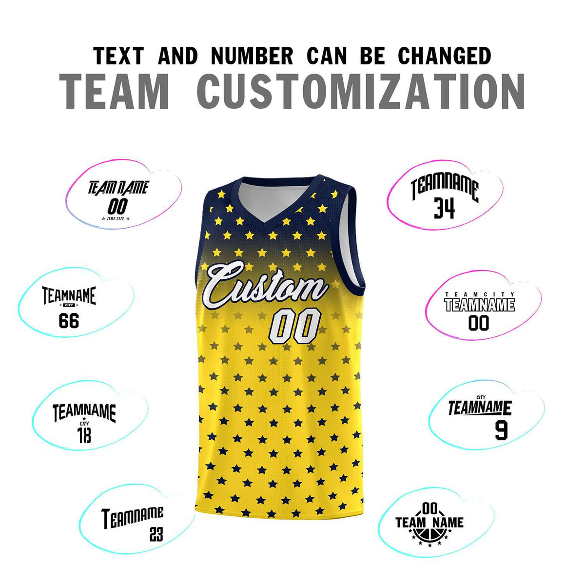 Custom Navy Gold Gradient Start Pattern Basketball Jersey Kits|KXKSHOP