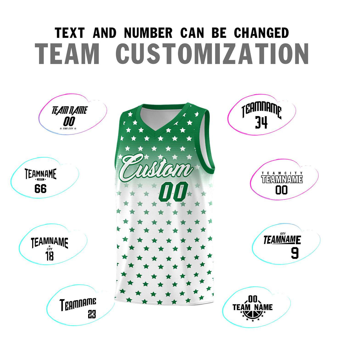 Custom Kelly Green White Gradient Start Pattern Basketball Jersey Kits|KXKSHOP