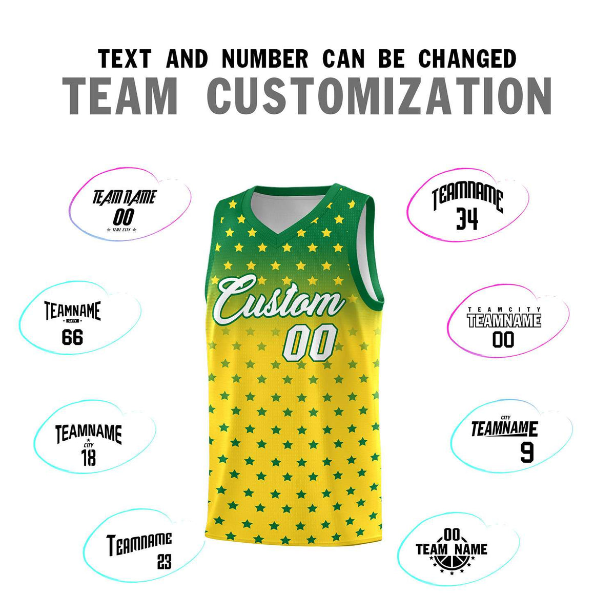 Custom Kelly Green Gold Gradient Start Pattern Basketball Jersey Kits|KXKSHOP