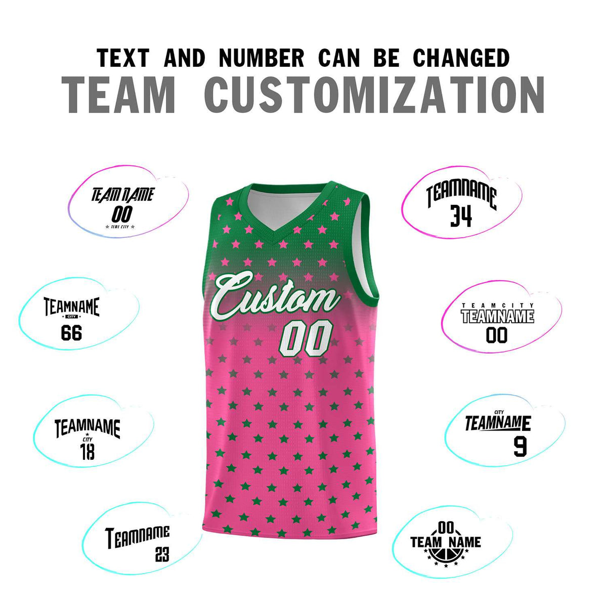 Custom Kelly Green Pink Gradient Start Pattern Basketball Jersey Kits|KXKSHOP
