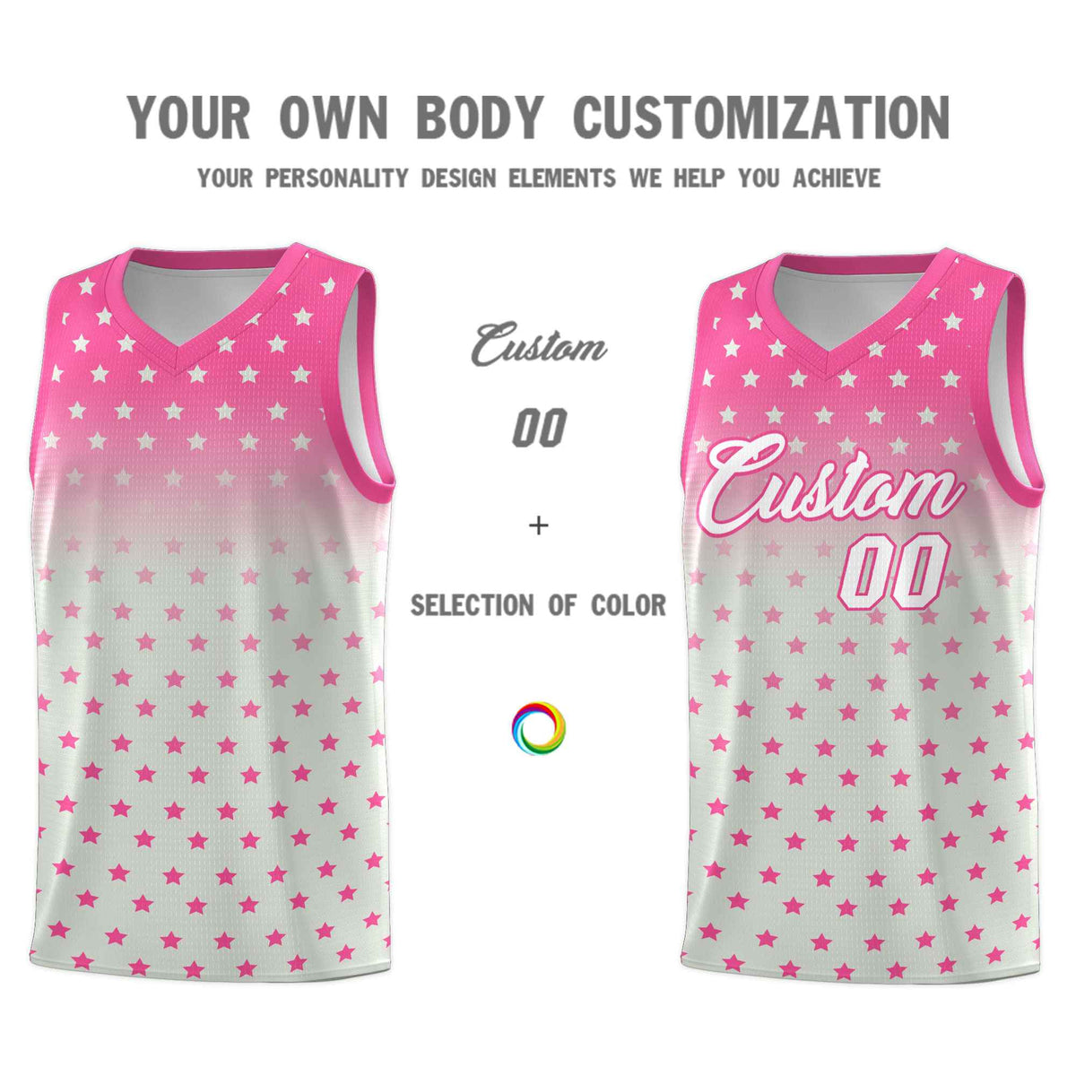 Custom Pink Gray Gradient Start Pattern Basketball Jersey Kits|KXKSHOP