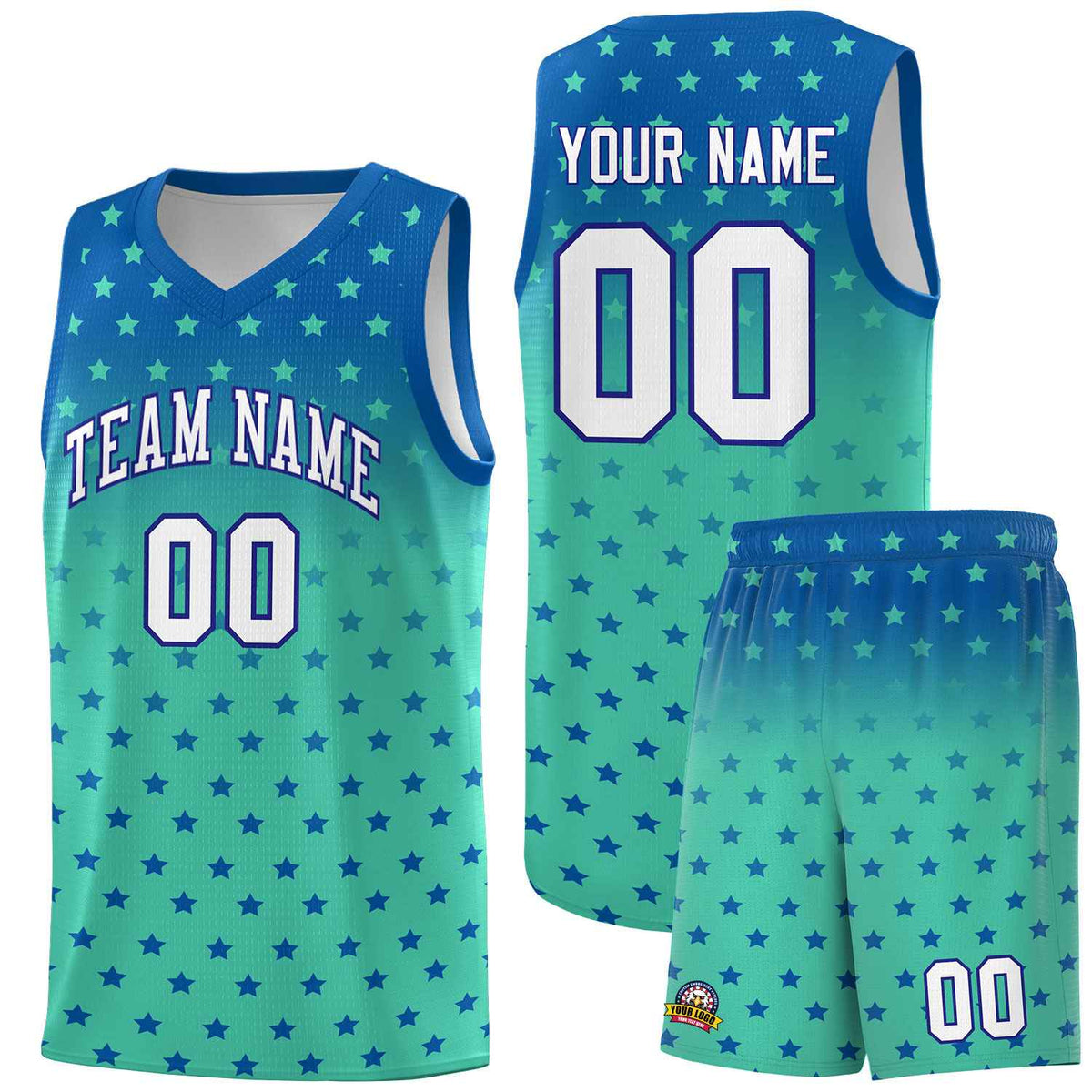 Custom Royal Bright Green Gradient Start Pattern Basketball Jersey Kits|KXKSHOP