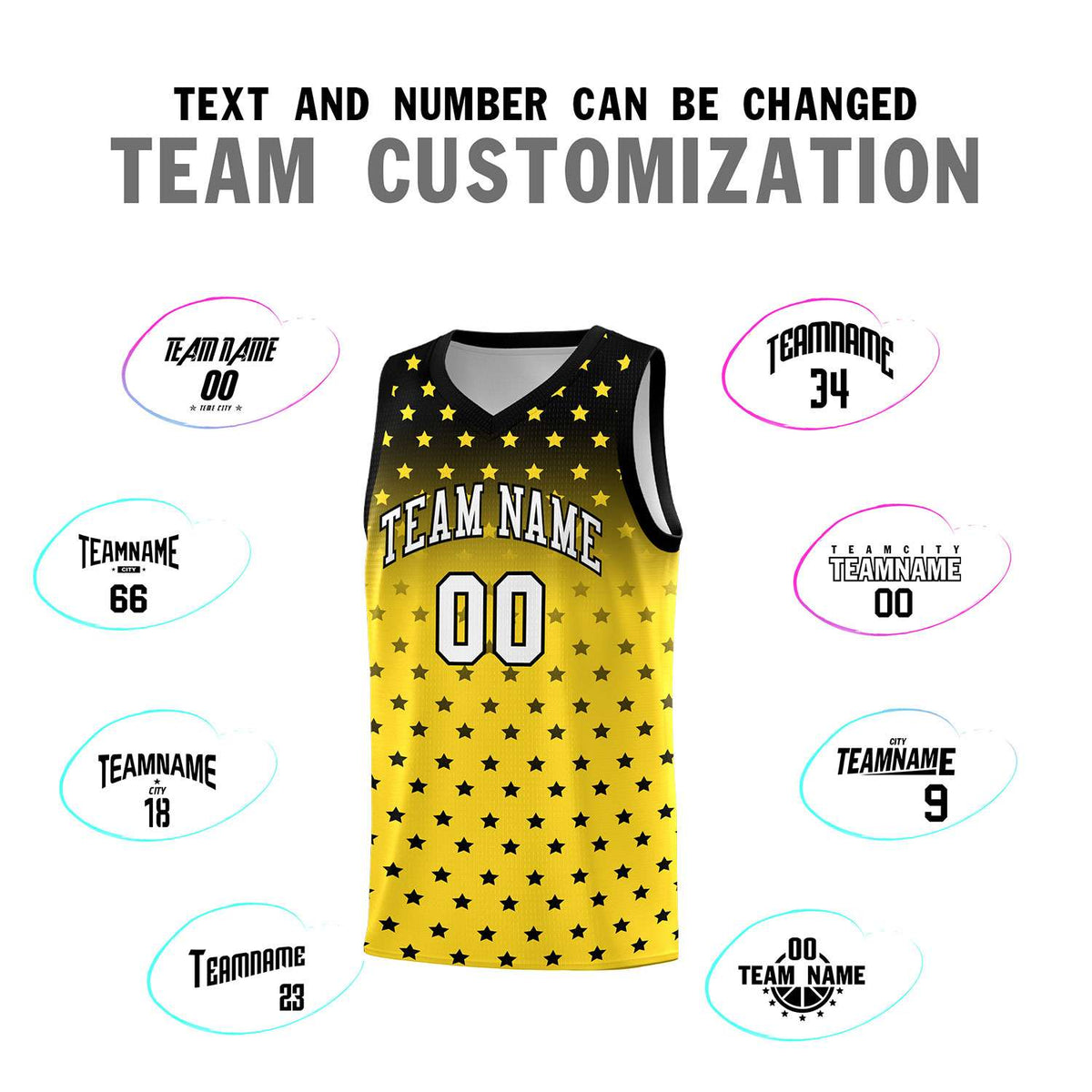 Custom Black Gold Gradient Start Pattern Basketball Jersey Kits|KXKSHOP