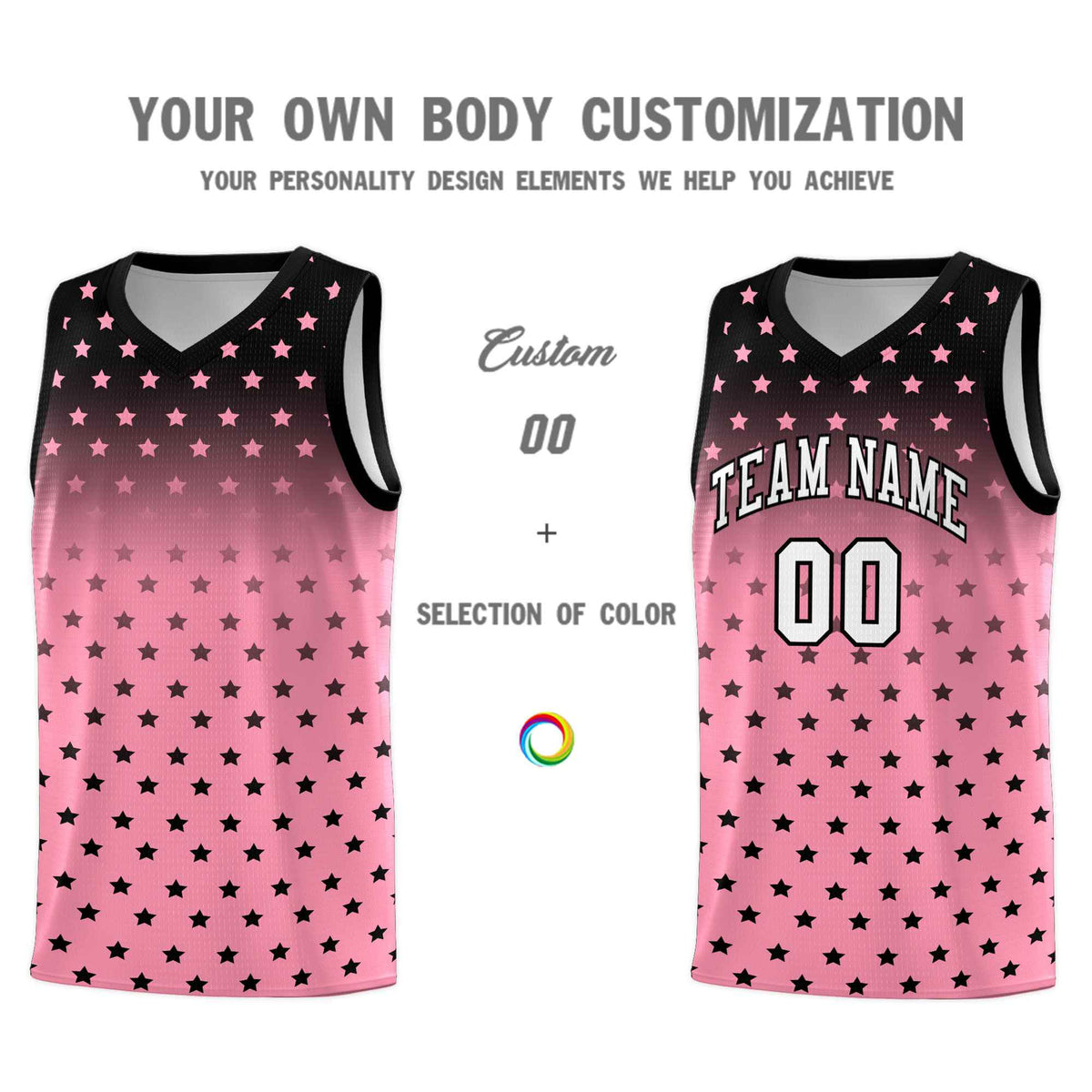 Custom Black Bright Green Gradient Start Pattern Basketball Jersey Kits|KXKSHOP