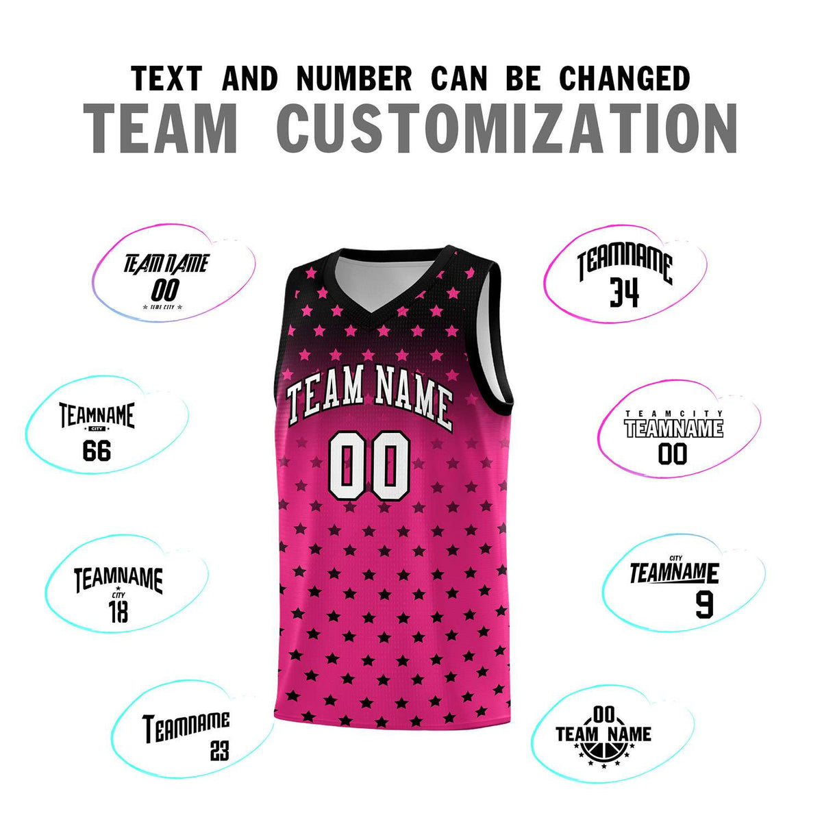 Custom Black Pink Gradient Start Pattern Basketball Jersey Kits|KXKSHOP