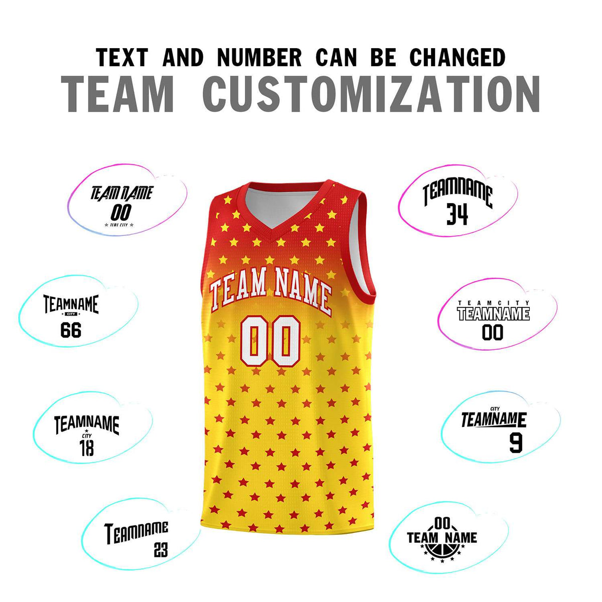 Custom Red Gold Gradient Start Pattern Basketball Jersey Kits|KXKSHOP