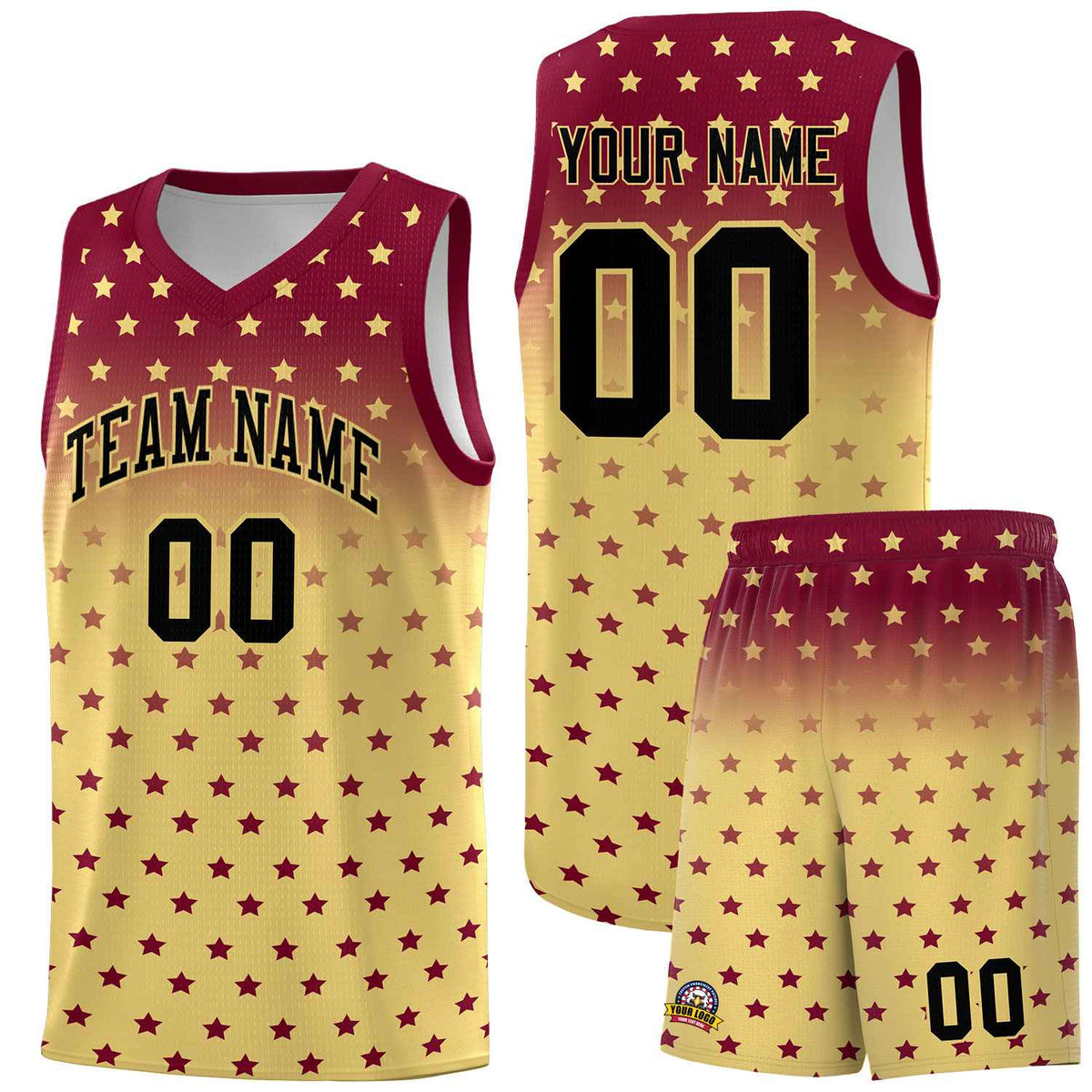 Custom Crimson Khaki Gradient Start Pattern Basketball Jersey Kits|KXKSHOP