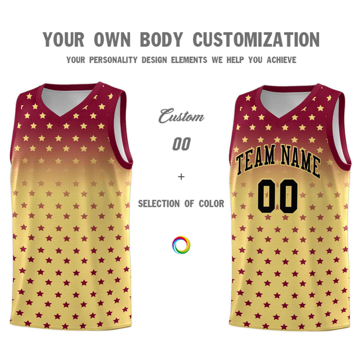 Custom Crimson Khaki Gradient Start Pattern Basketball Jersey Kits|KXKSHOP