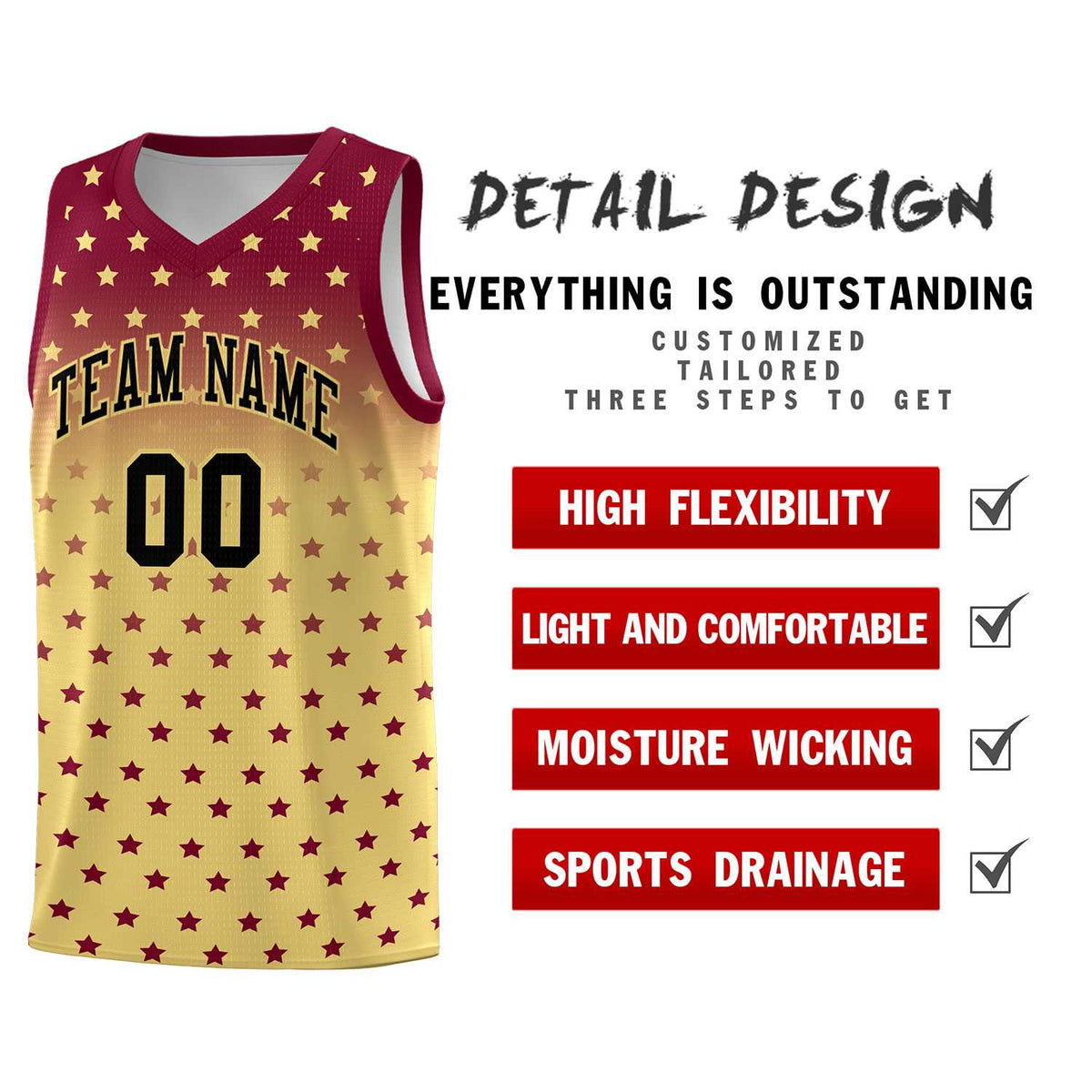 Custom Crimson Khaki Gradient Start Pattern Basketball Jersey Kits|KXKSHOP