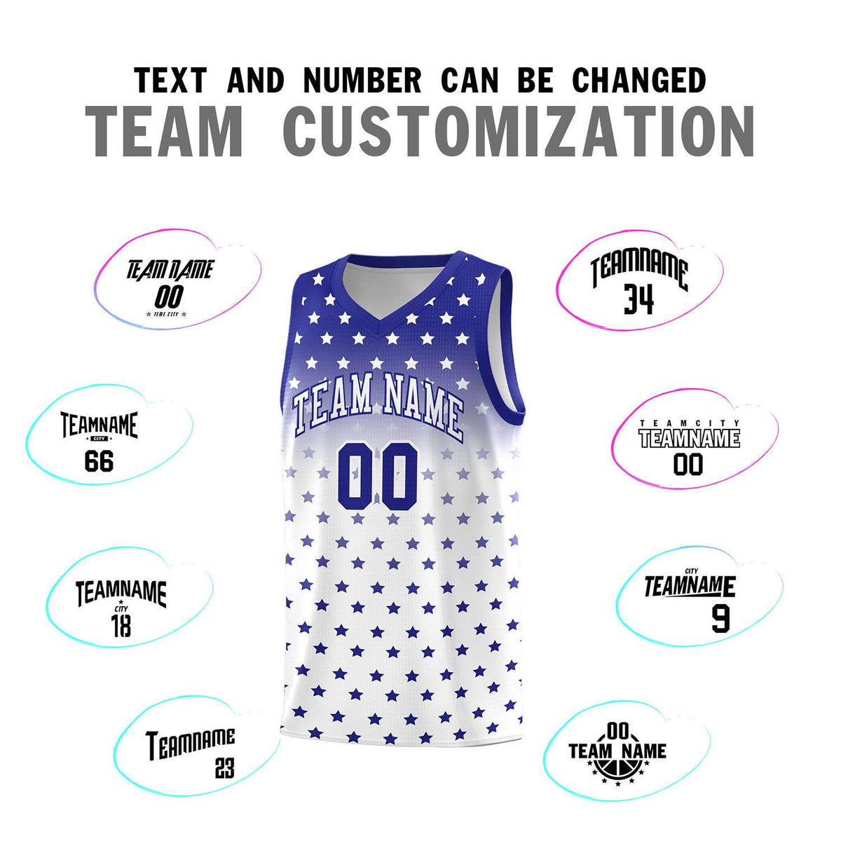 Custom Royal White Gradient Start Pattern Basketball Jersey Kits|KXKSHOP