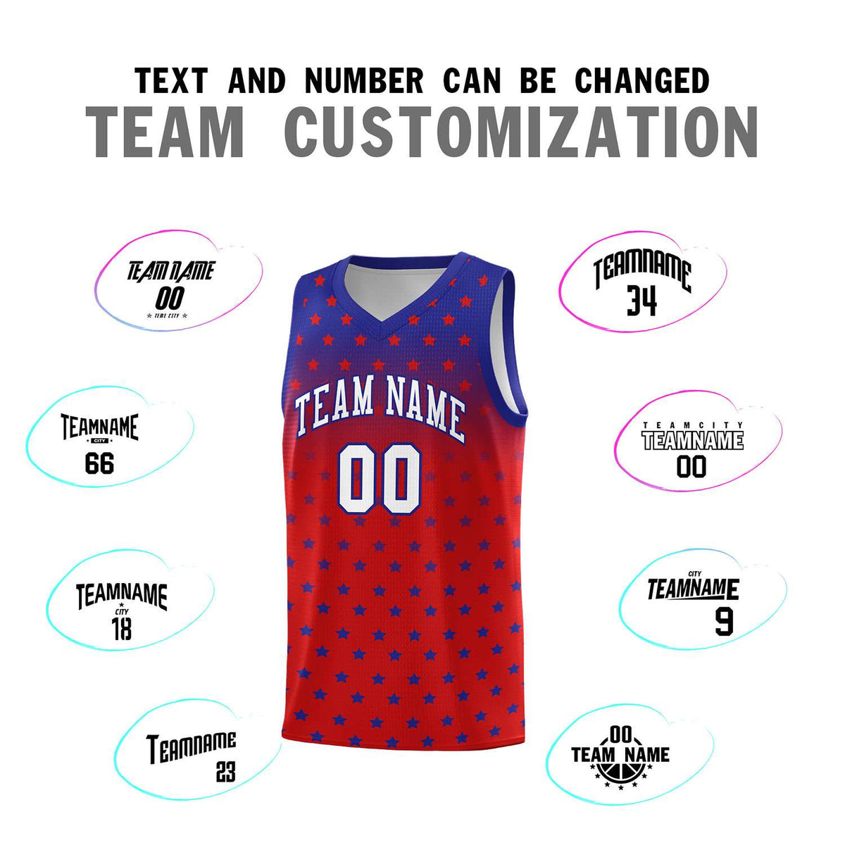 Custom Royal Red Gradient Start Pattern Basketball Jersey Kits|KXKSHOP