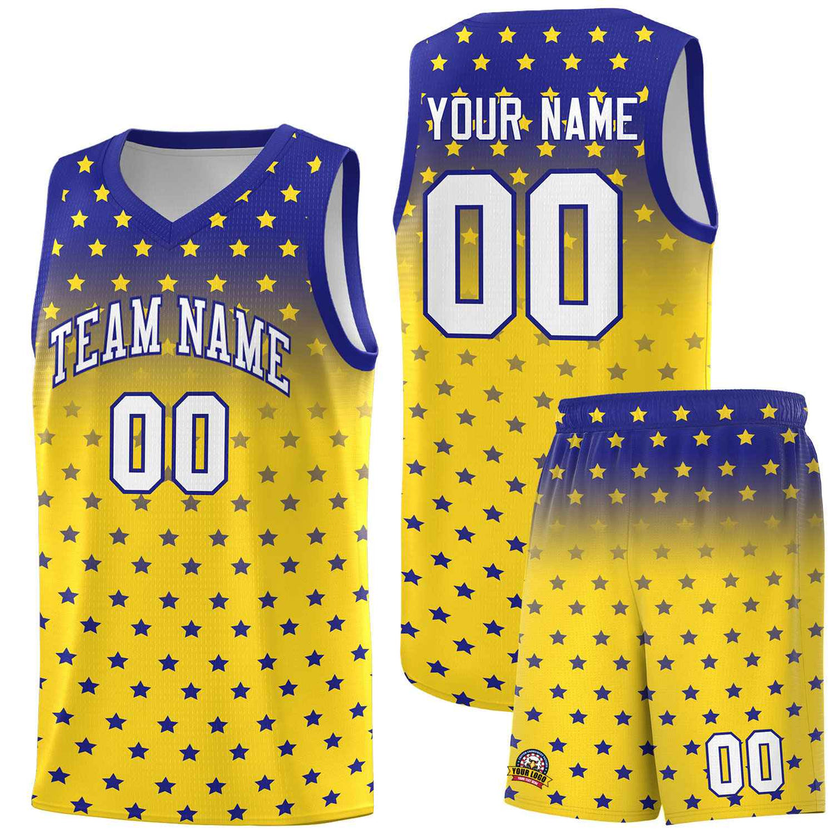 Custom Royal Gold Gradient Start Pattern Basketball Jersey Kits|KXKSHOP