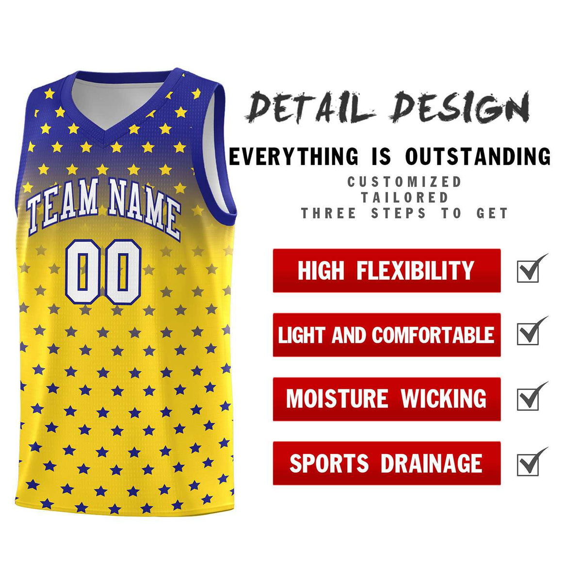 Custom Royal Gold Gradient Start Pattern Basketball Jersey Kits|KXKSHOP