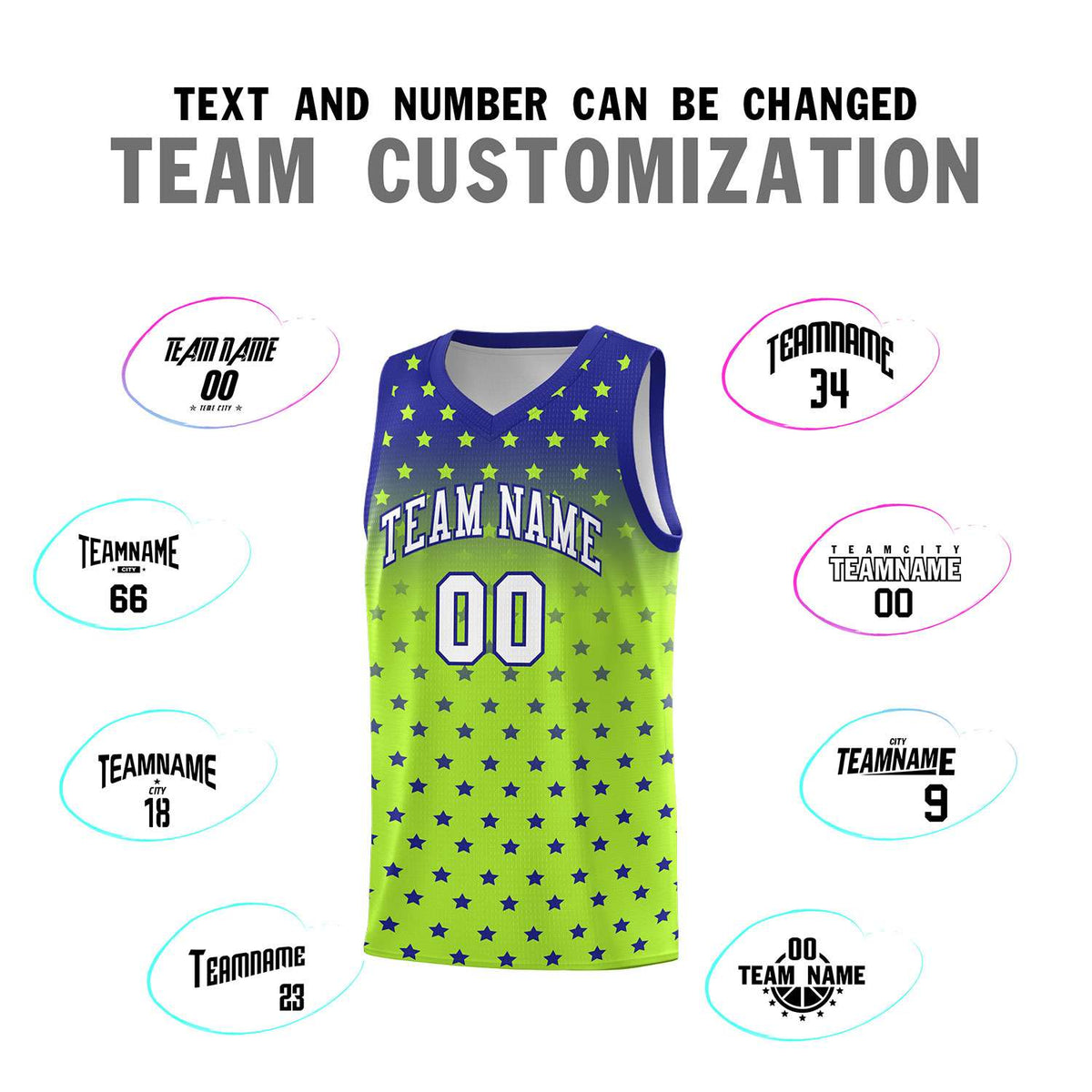 Custom Royal Light Green Gradient Start Pattern Basketball Jersey Kits|KXKSHOP