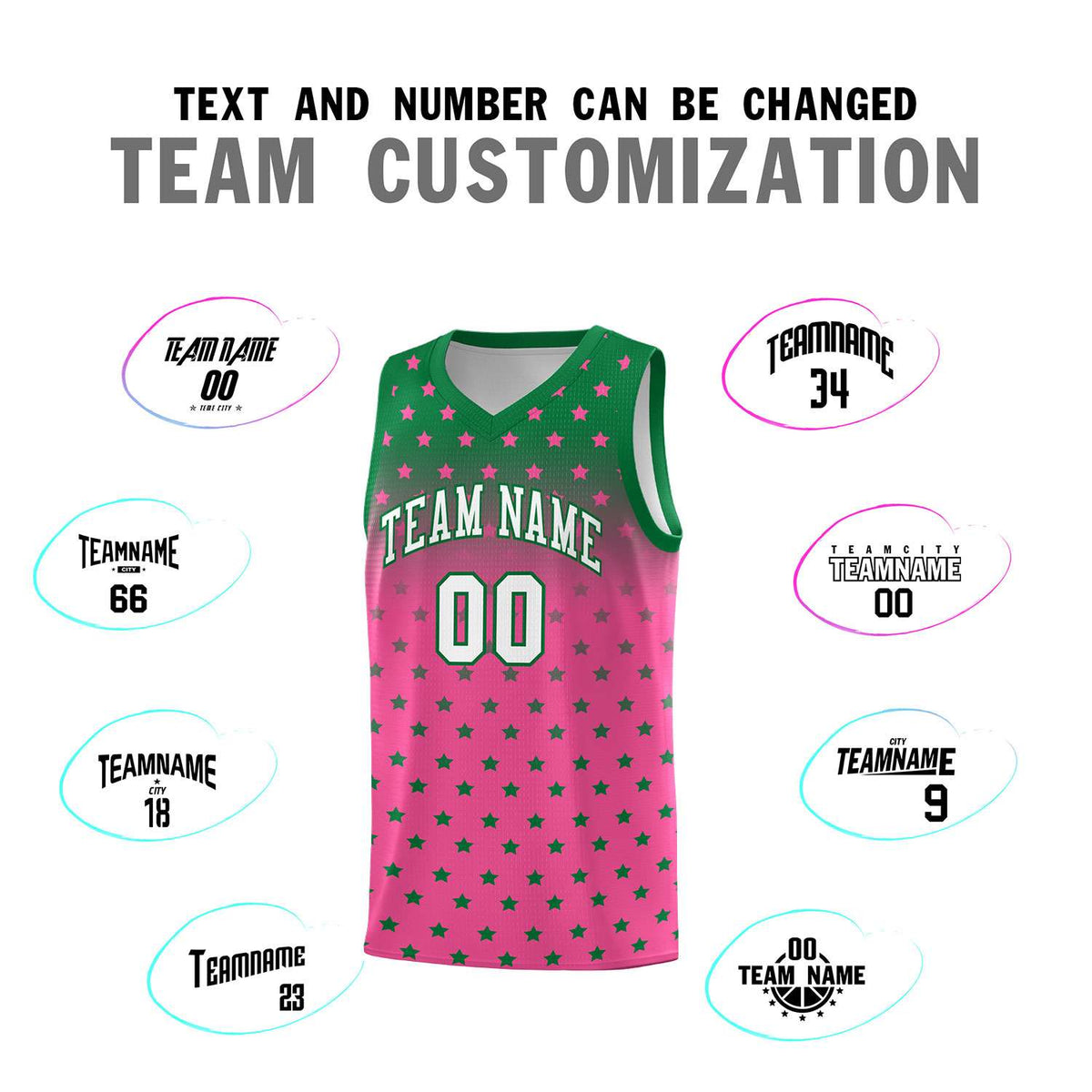 Custom Kelly Green Pink Gradient Start Pattern Basketball Jersey Kits|KXKSHOP