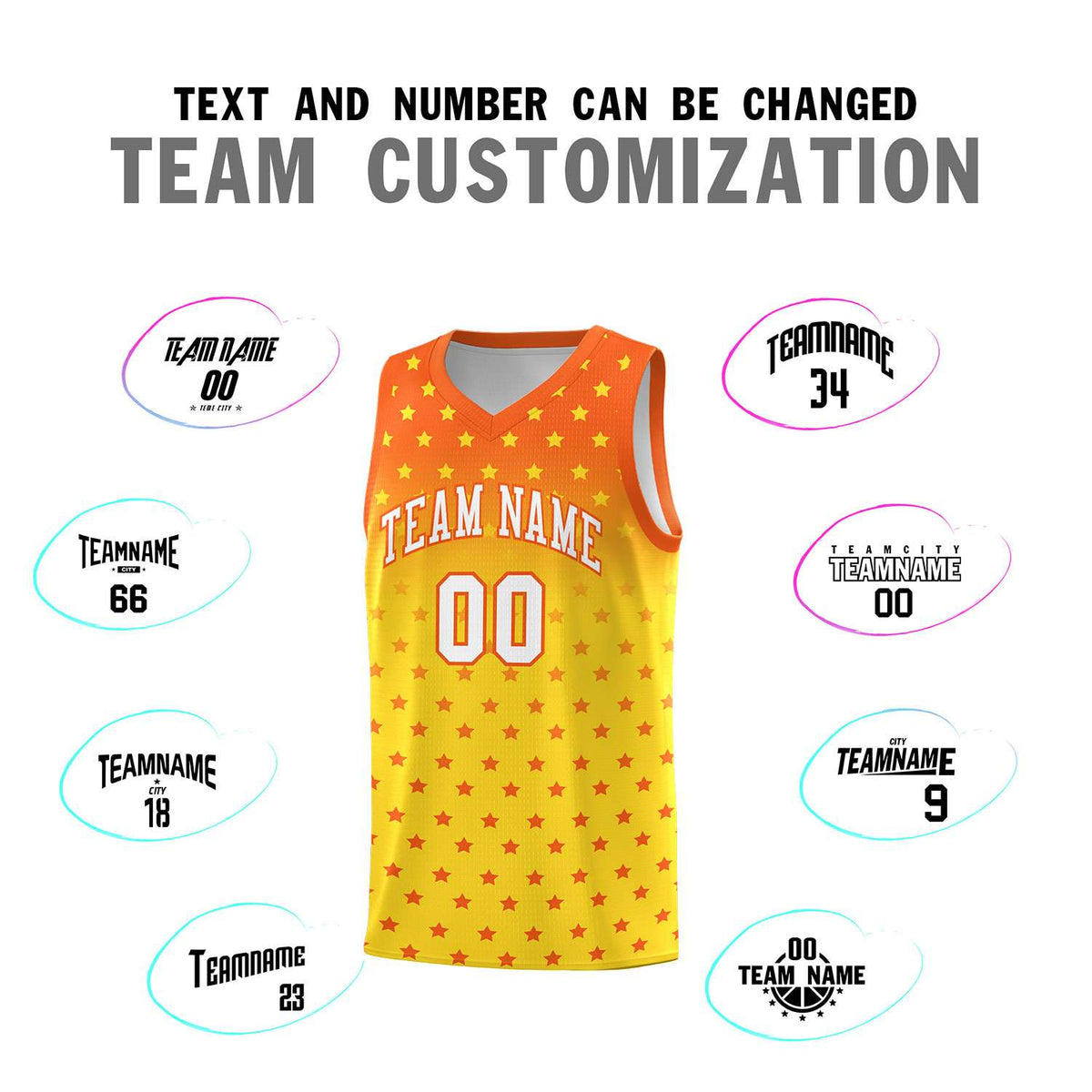 Custom Orange Gold Gradient Start Pattern Basketball Jersey Kits|KXKSHOP