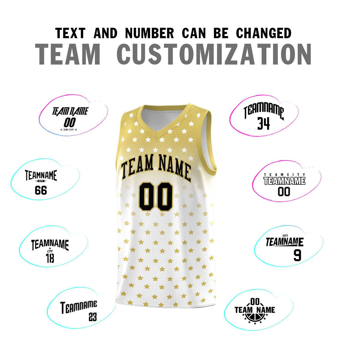 Custom Old Gold White Gradient Start Pattern Basketball Jersey Kits|KXKSHOP