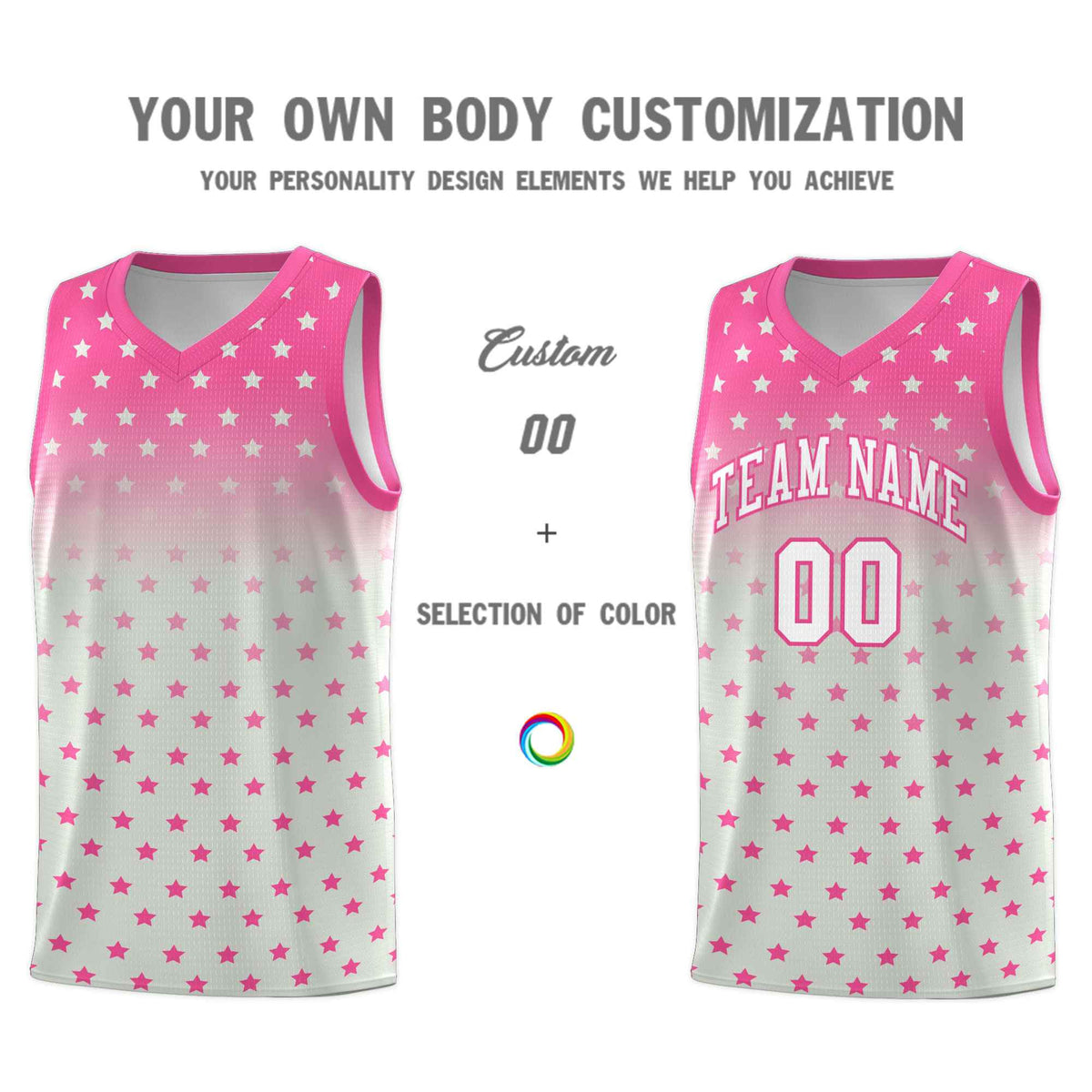 Custom Pink Gray Gradient Start Pattern Basketball Jersey Kits|KXKSHOP