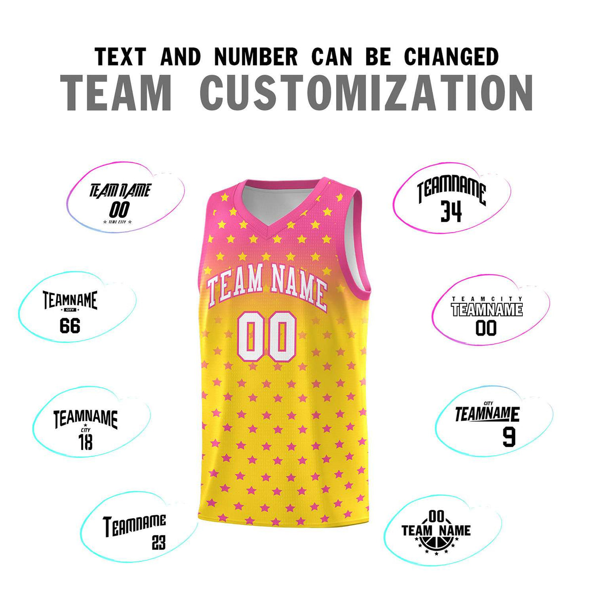 Custom Pink Gold Gradient Start Pattern Basketball Jersey Kits|KXKSHOP