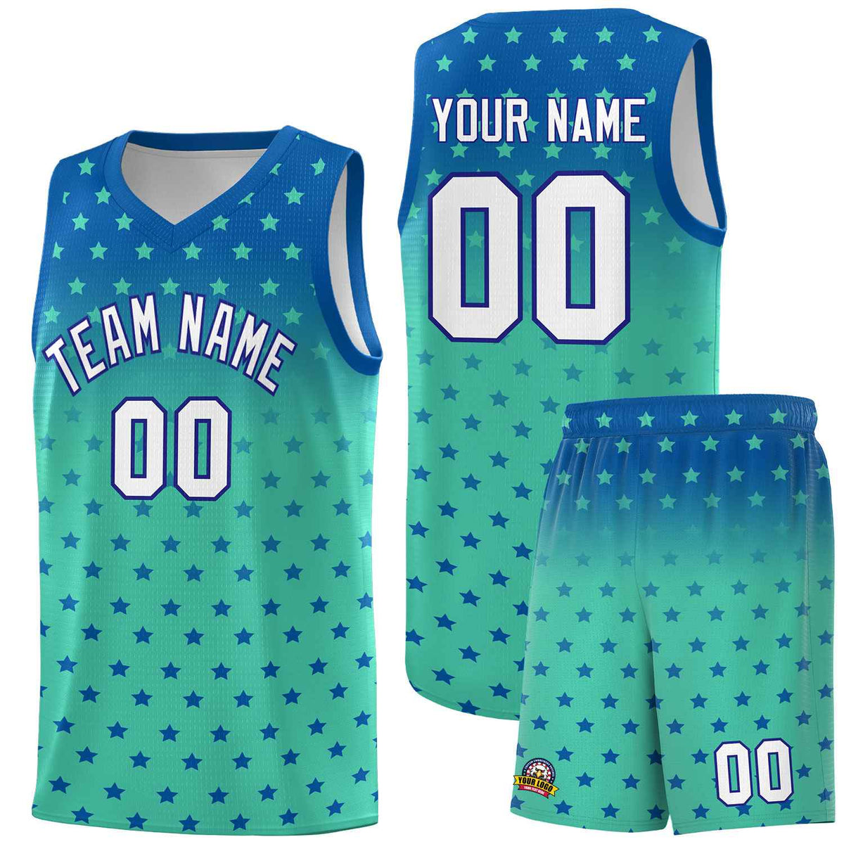 Custom Royal Bright Green Gradient Start Pattern Basketball Jersey Kits|KXKSHOP