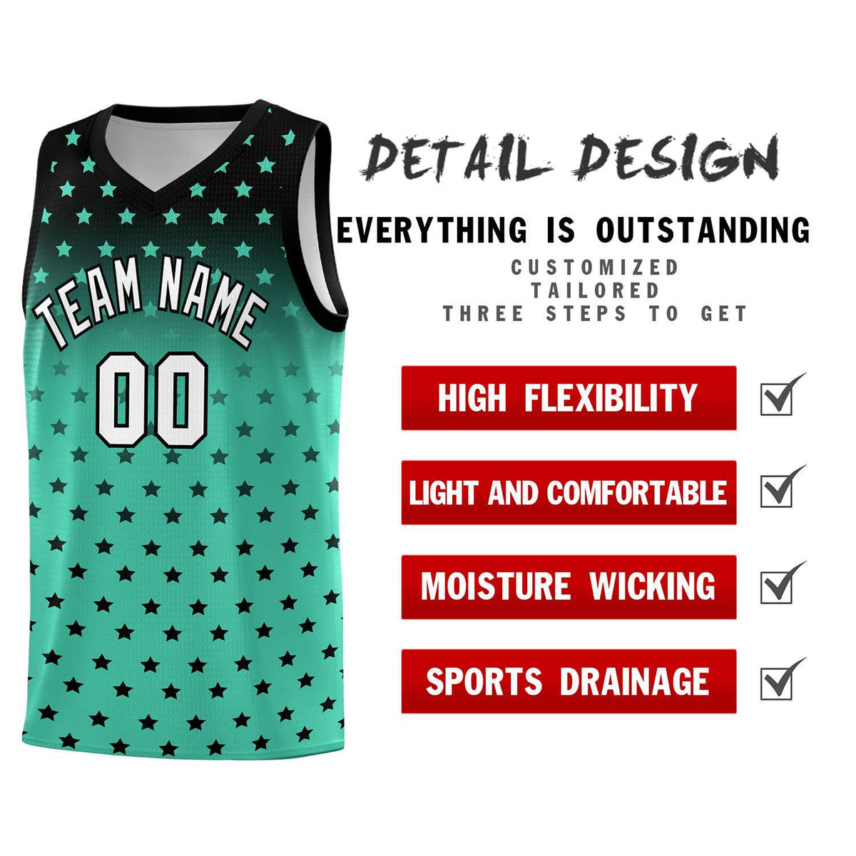 Custom Black Bright Green Gradient Start Pattern Basketball Jersey Kits|KXKSHOP