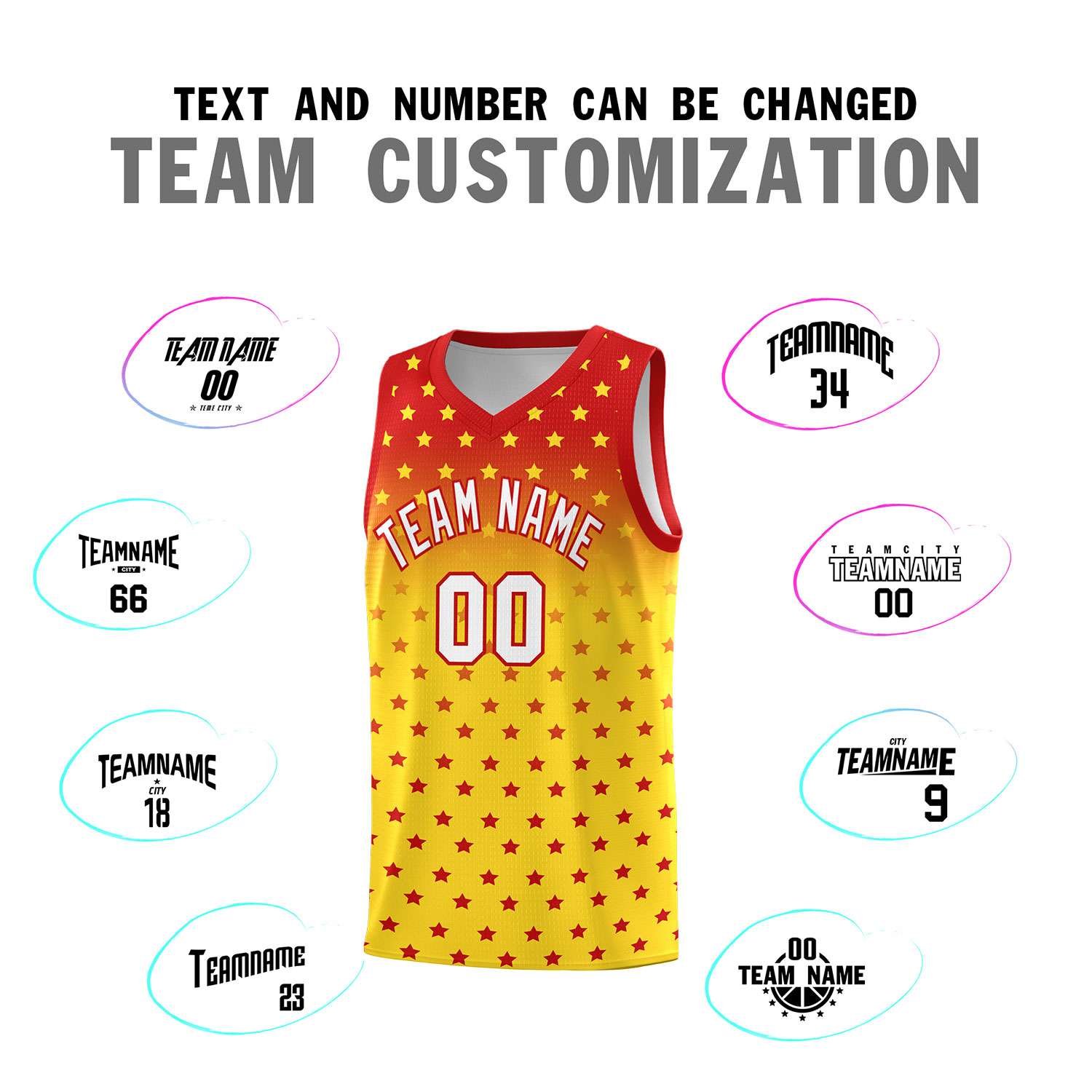 Custom Red Gold Gradient Start Pattern Basketball Jersey Kits|KXKSHOP