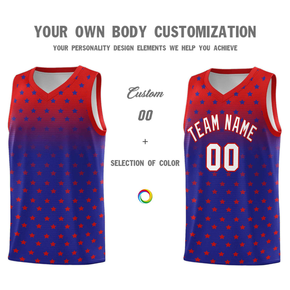 Custom Red Royal Gradient Start Pattern Basketball Jersey Kits|KXKSHOP