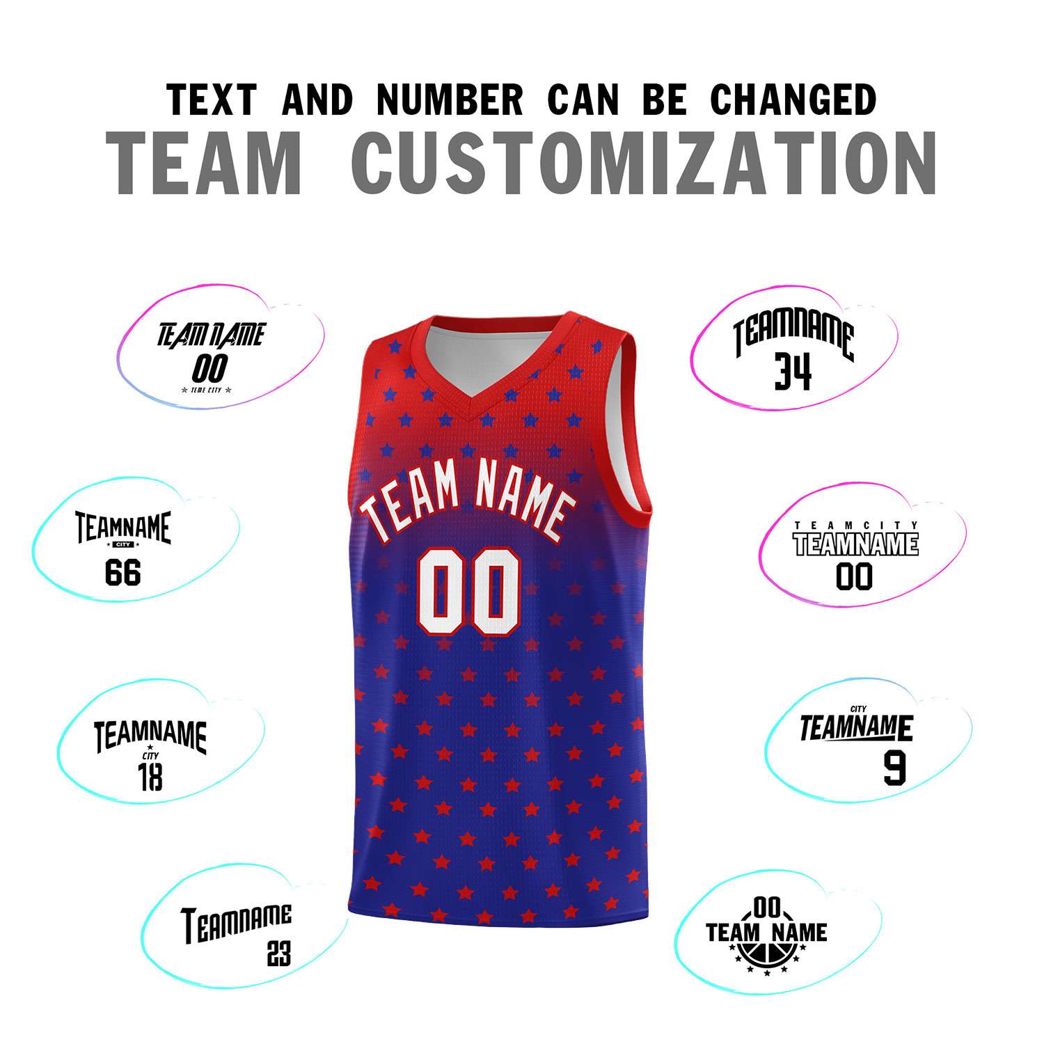 Custom Red Royal Gradient Start Pattern Basketball Jersey Kits|KXKSHOP