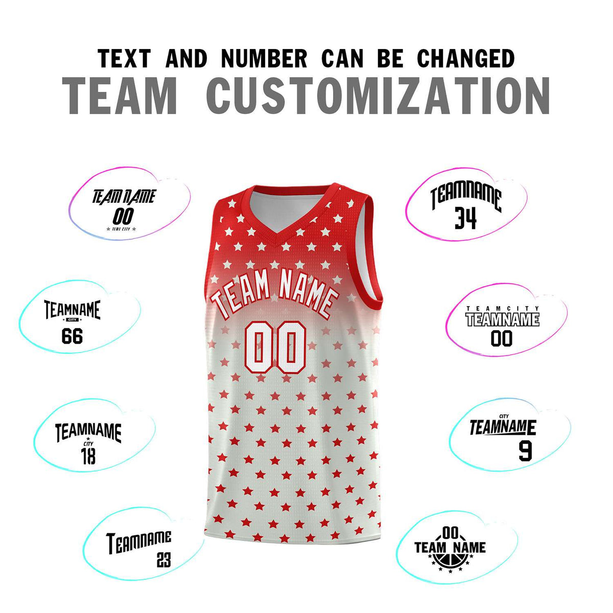 Custom Red Gray Gradient Start Pattern Basketball Jersey Kits|KXKSHOP